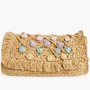 btb Los Angeles Mini Cheri Straw Clutch in Natural Pastel Rainbow